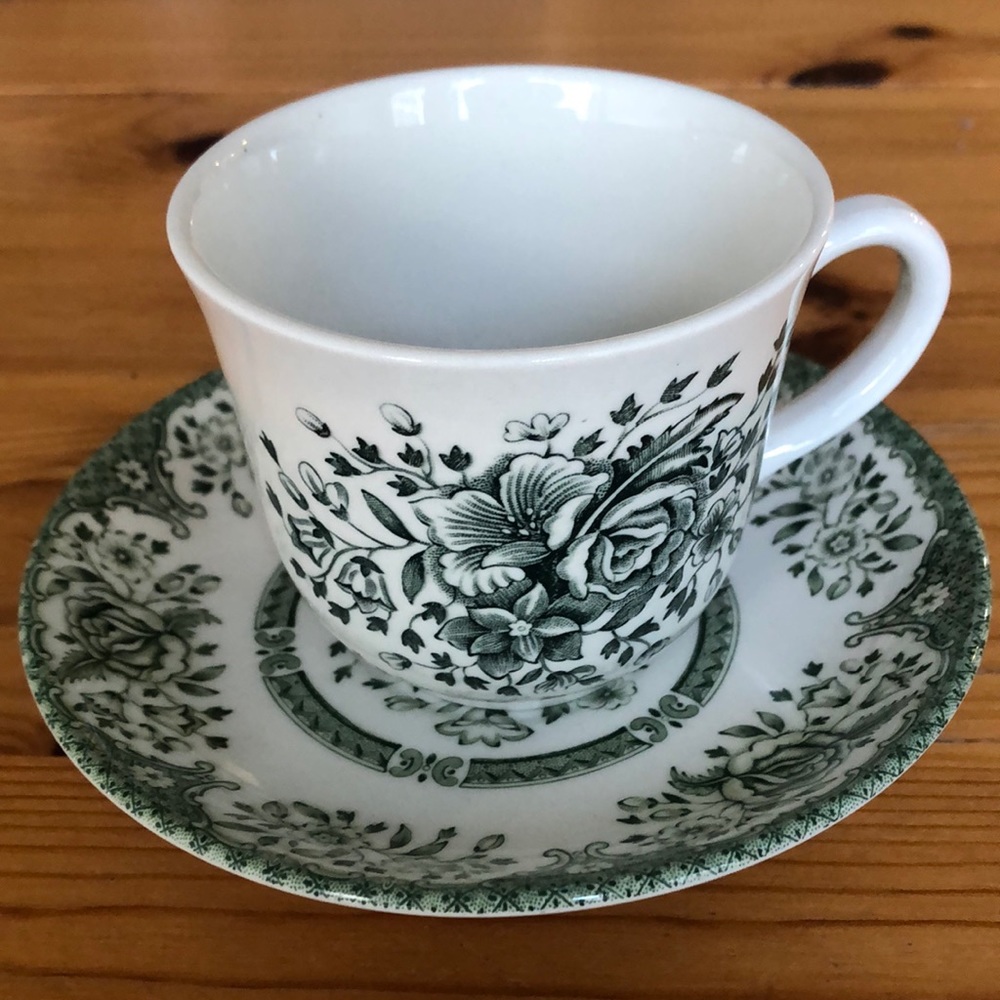Wood and Son Green Floral Teacup and Saucer